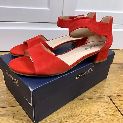 CAPRICE Brand NEW Heeled Sandal RED SUEDE Size UK-7.5 • £30.95