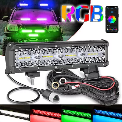 12  RGB Strobe LED Work Light Bar Music Changing APP Bluetooth OffRoad ATV 4WD • $75.99