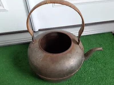 £48.35 • Buy Extra Large Metal  Antique Teapot With Wooden  Wrapped Handle Vintage 