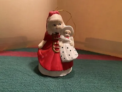 Vintage Girl In Red Dress With Doll Christmas Ornament • $15