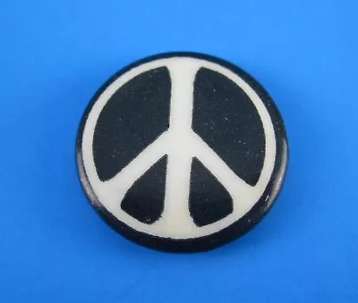 Vintage Peace Sign Pin Back Button Badge BLACK & WHITE  1970s Original Anti War • $13.99