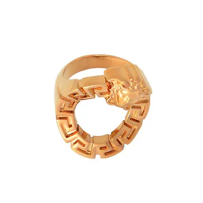 Versace Gold Color Metal Embellished Medusa Head Ring Sz 7 • $189.99