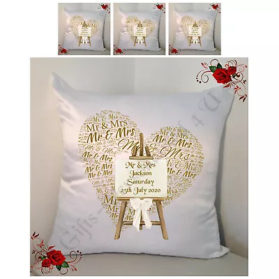 Personalised 18  Cushion  Wedding Gift  Mr & Mr / Mr & Mrs / Mrs & Mrs - Style 1 • £16.99