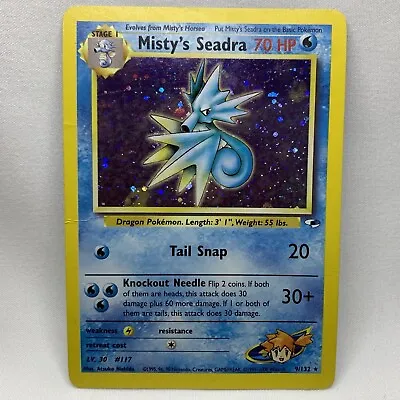 Pokémon TCG Misty's Seadra Gym Heroes 9/132 Unlimited Holo Rare (HP) (Creased) • $8