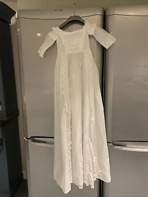 £20 • Buy Vintage Christening Gown White Cotton. Beautiful Detail 3-6 Months Inc Undergown