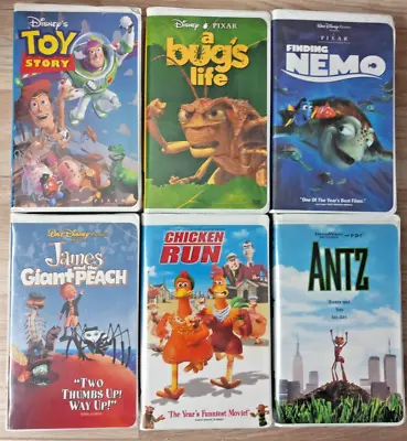 6x KIDS VHS A Bugs Life Finding Nemo James Peach Antz Toy Story Chicken Run • $26.84