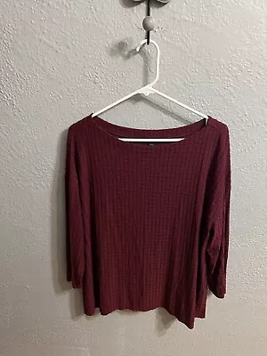 J Jill Wearever Collection 3/4 Sleeve Top Womens Size X Large Maroon • $18.55