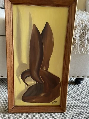 $29.99 • Buy Vintage MCM Oil On Canvas Board Signed Bird 22.5  X 12  Framed