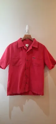 Mens Calvin Klein Short Sleeve Shirt Red Cotton Made In Italy Size Large • £14.99