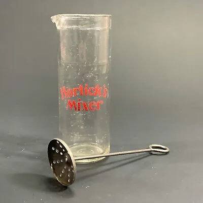 VINTAGE C.1950's 'HORLICK'S MIXER' 8oz GLASS MALTED MILK MIXING JUG JAR SHOP • £18.67