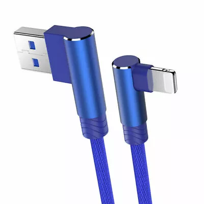 1M 2M 3M Lead For Apple IPhone IPad 90° Elbow USB Data Fast Charge Charger Cable • £2.26