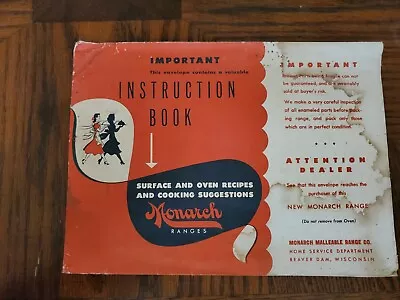 Vintage Monarch Range Instruction Book Envelope  Only • $4.99