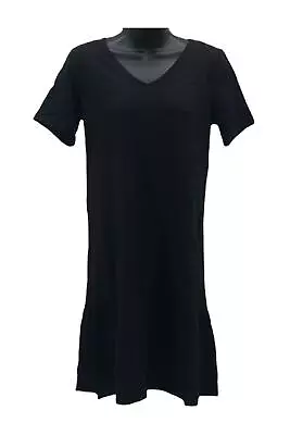 Susan Graver Weekend Cotton Modal Short-Sleeve Dress Black • $18.39
