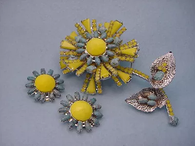 Vintage    Larry Vrba Large Flower Pin & Earring Set • $325