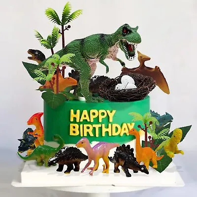 26 PCS Dinosaur Cake Toppers With Dinosaur Eggs Leaves Trees Cake Decorations... • $11.75