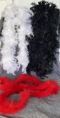 LOT Feather Boas White Black Red 72  Long Feathers Marabou Dressup Photo Prop • $11.99