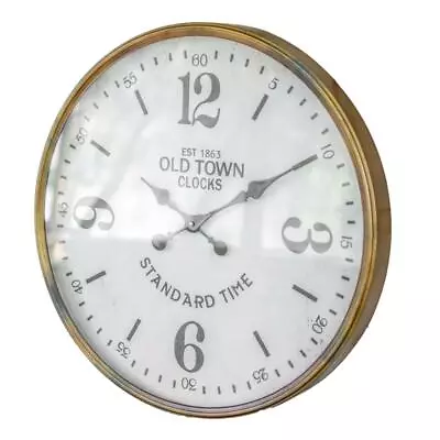 Nostalgic Old Town Vintage Style Station Clock Aged Brass Gold Frame • $137.95