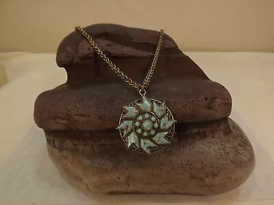 Vintage Zuni Style Sun Wheel - Medicine Wheel Turquoise Cluster Pendant Necklace • $277.77