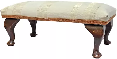 Antique Long Low Solid Wood Base Footstool Queen Anne Legs • £44.99