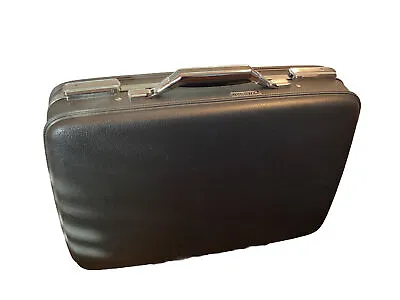 VTG American Tourister Dark Gray Briefcase Attache Hard Shell Luggage Key VGC • $30