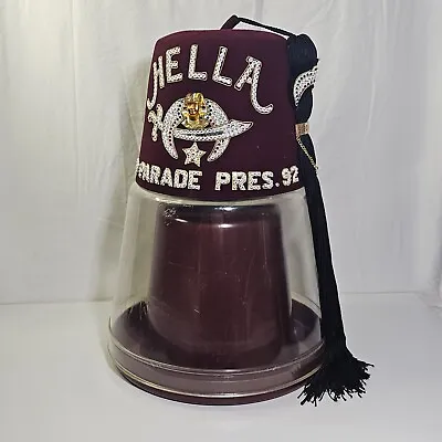 Vintage Mason Freemason Shriner Jeweled HELLA Fez Hat & Case Anthony Nizzardini • $93