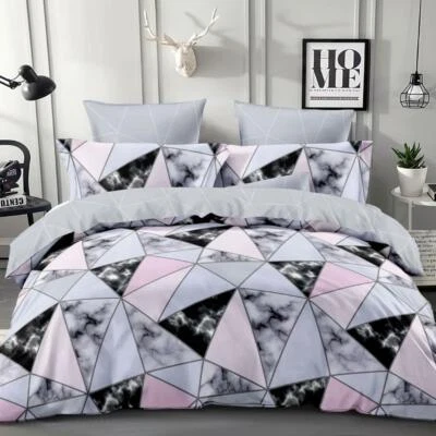 $25 • Buy Single/KS/Double/Queen/King/SK Soft Quilt/Duvet Cover Set-Marble Geometric