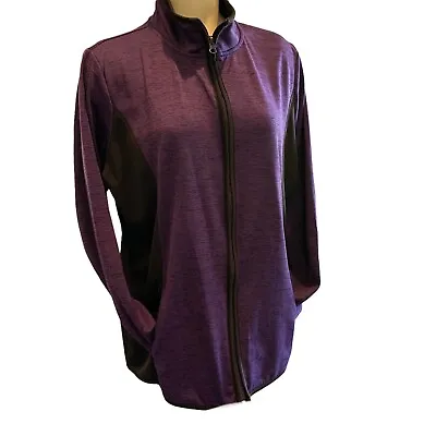 Made For Life XLT Activewear Long Sleeve Full Zip Quick Dri Jacket Purple Black • $17.95