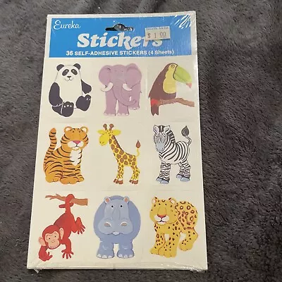 Vintage Eureka ANIMAL Stickers  4 Sheets-36 Stickers NIP • $5
