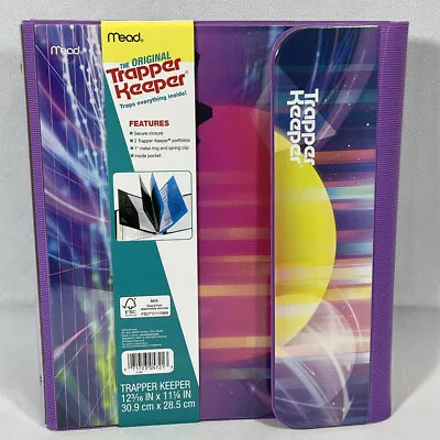 $44.99 • Buy Retro MEAD ORIGINAL TRAPPER KEEPER Purple Yellow PLANETSCAPE BINDER Brand New