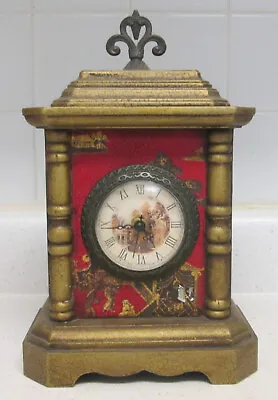 Vintage Brass Chinese Asian Cloisonne Quartz  Mantel Clock  Working Condition • $44.74