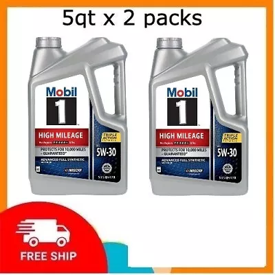 Mobil 1 High Mileage Full Synthetic Motor Oil 5W-30 5 Quart 🔥2 PACK🔥 FREESHIP • $48.98