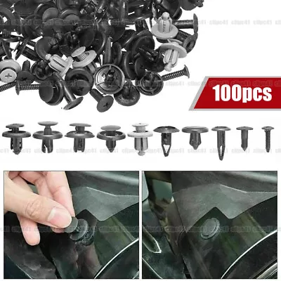 100x Vehicle Bumper Clips Car Hole Plastic Screw Rivets Fastener Fender Push Pin • $18.99