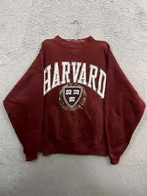 Vintage Harvard Crimson Sweatshirt Mens Large Purple Red Crew Sweater Galt Sand • $24.88