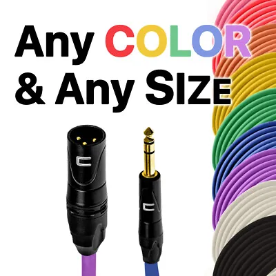 3 Pin XLR Male To 1/4  TRS Balanced Stereo Microphone Cable Custom Length Color • $15.49