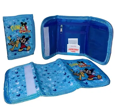 Mickey Mouse Modern Blue Canvas Tri Fold Wallet Blue • £5.99