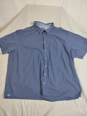 Van Heusen Short Sleeve Button Shirt Men's 3XLT Blue • $14.99