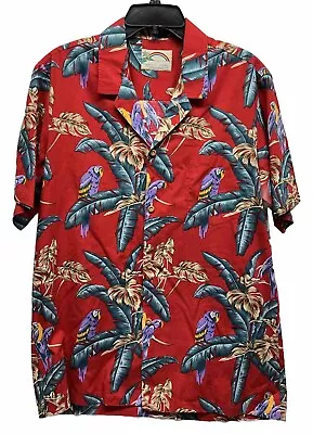 Paradise Found Mens Size L Magnum PI Button Down Parrot Hawaiian VTG Shirt (L9) • $31.49