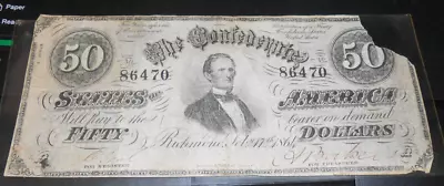 1864 $50 Confederate States Of America - Richmond Virginia #86470 • $35.95