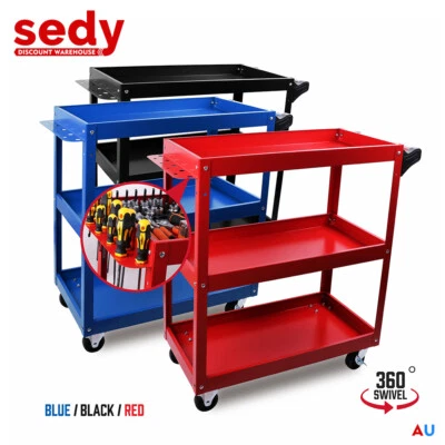 $55.99 • Buy Tool Trolley 3-Tier Workshop Cart Rolling Steel Parts Storage Handyman 150KG