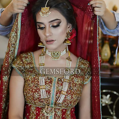 £29.99 • Buy Indian Pakistani Bridal Kundan  Mala Haar Necklace Earrings Tikka Jewellery Set
