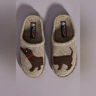 Haflinger Doggy Slippers Boiled Wool In Earth Split Dachsund Weiner Dog 40 $110 • £43.42