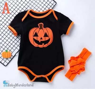 Baby Boy Girl 2 Pcs Halloween Costume Romper One Piece Headband Outfit 0-2Year • $16.95