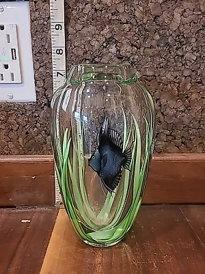 Vintage Orient & Flume Limited Edition Signed Paperweight Vase Angel Fish Plants • $650
