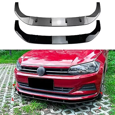 Car Front Spoiler Lip Splitter Kit For VW Polo MK6 GTI 2019-2022 Hatchback Black • $61.76