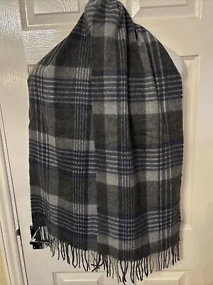 Beautiful Grey Checked Cashmere And Lambswool Scarf By Saferin  • £10