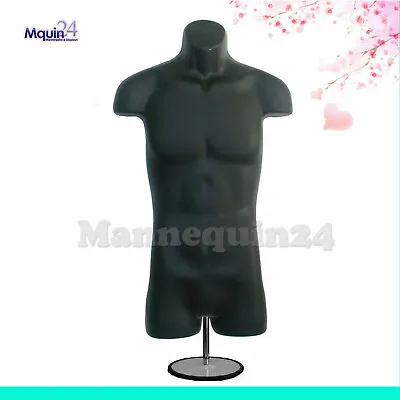 $65.03 • Buy MALE TORSO MANNEQUIN BLACK With TABLE TOP STAND + HANGING HOOK MEN DRESS FORM