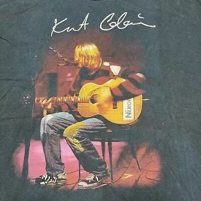 Vintage 90s Kurt Cobain Signature T-Shirt Acoustic Unplugged Nirvana Rare Sz XL • $297