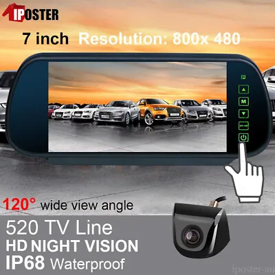 7  Touch Screen Mirror Monitor Car Rear View Night Vision Reversing Camera Kit • $58.99