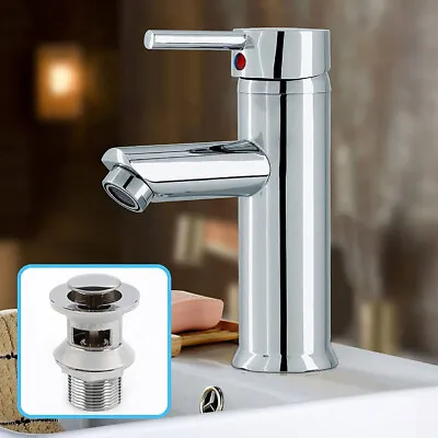 £13.39 • Buy Bathroom Single Lever Basin Mono Mixer Tap With Waste Unit Chrome Brass 