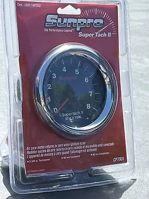 NEW SEALED Sunpro 3 3/8 Inch Sun Super Tach II Black / Chrome Bezel  CP7901 • $79.99